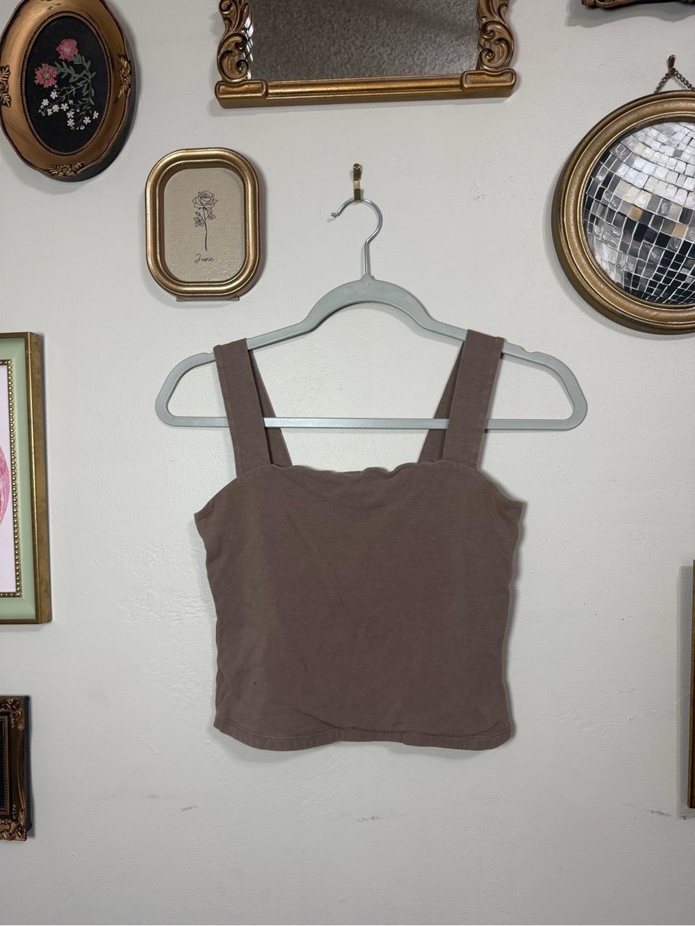 Abercrombie & Fitch Brown Square-Neck Crop Tank
